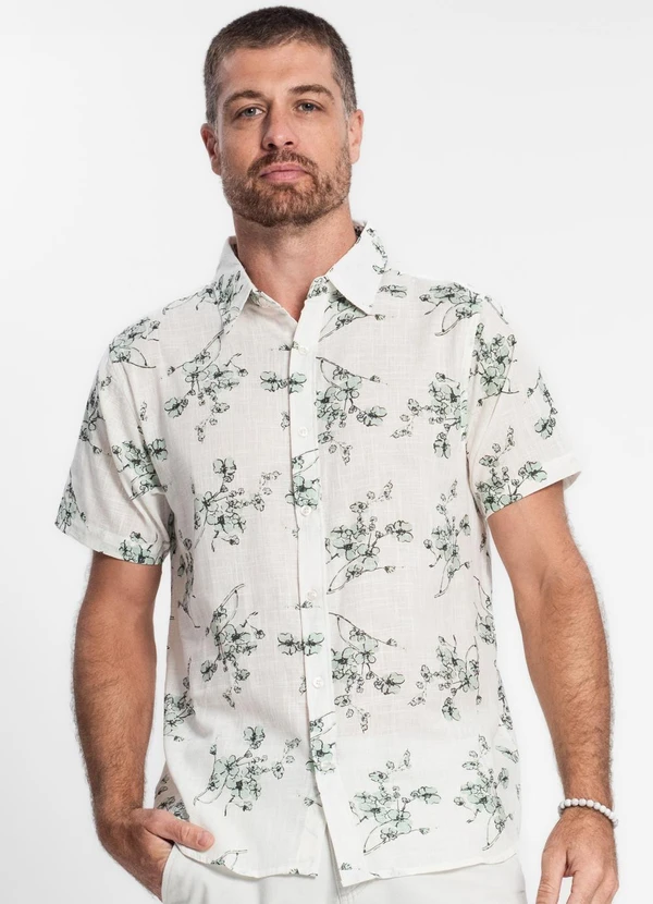 Diametro - Camisa Masculina em Tricoline Bege