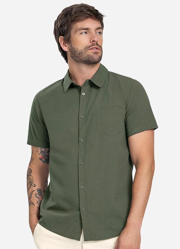 Diametro - Camisa Masculina em Tricoline Verde