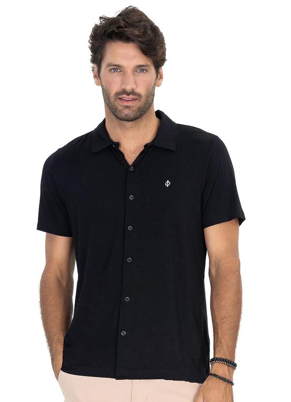 Diametro - Camisa Masculina em Visco Bali Preto