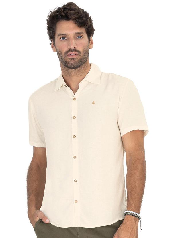 Diametro - Camisa Masculina em Viscolinho Bege