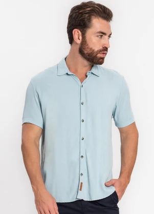 Diametro - Camisa Masculina em Viscose Dobby Azul - DIAMETRO