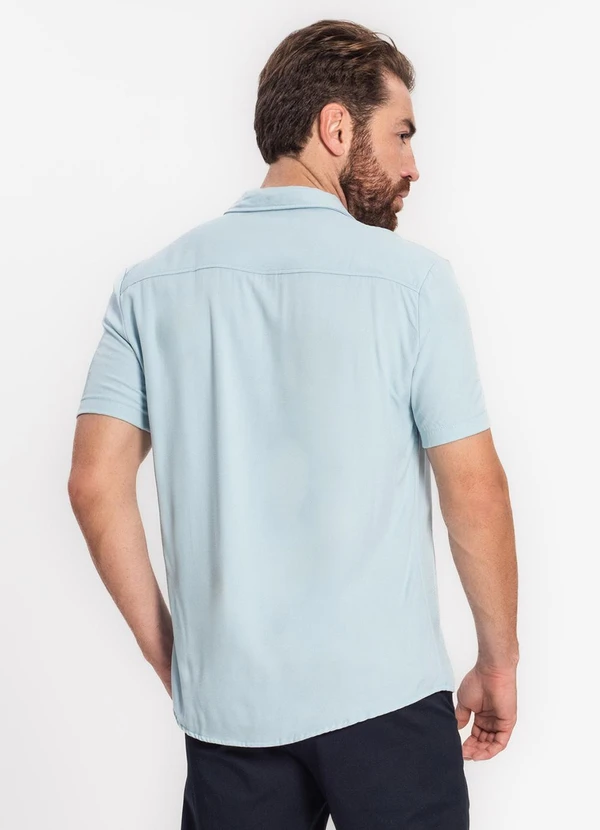 Diametro - Camisa Masculina em Viscose Dobby Azul 2