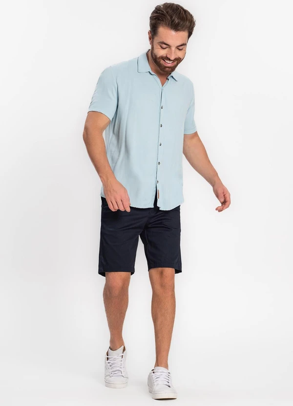 Diametro - Camisa Masculina em Viscose Dobby Azul 3