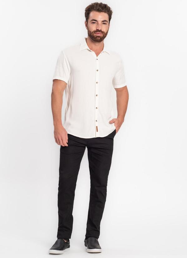 Diametro - Camisa Masculina em Viscose Dobby Bege 3