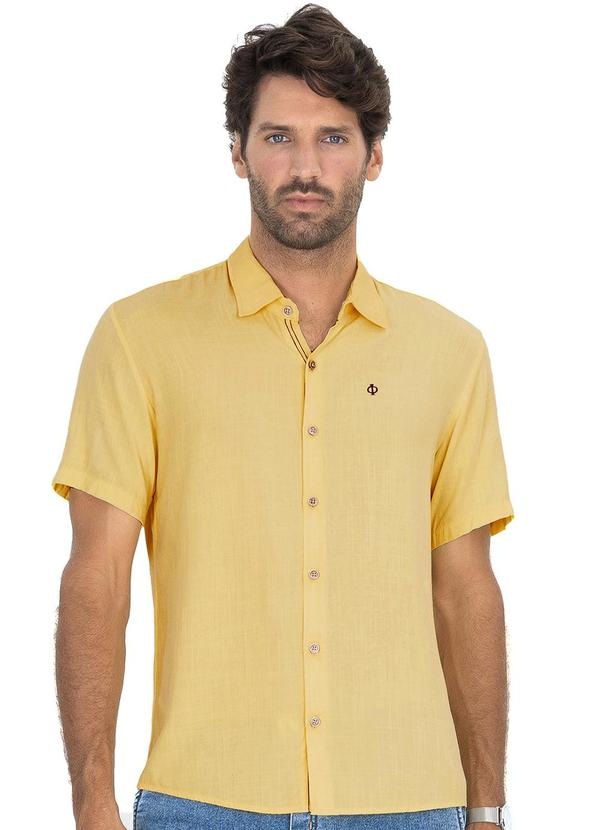 Diametro - Camisa Masculina em Viscose Slub Amarelo