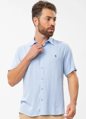 Diametro - Camisa Masculina em Viscose Slub Azul - DIAMETRO