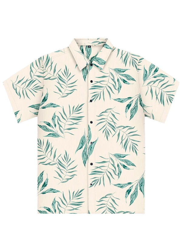 Diametro - Camisa Masculina Estampada em Tricoline Bege