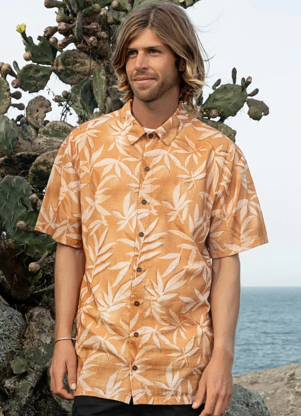 The Philippines - Camisa Masculina Estampada Laranja