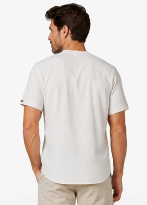 Diametro - Camisa Masculina Listras Geométricas Bege - DIAMETRO