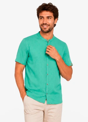 Diametro - Camisa Masculina Listras Geométricas Verde - DIAMETRO
