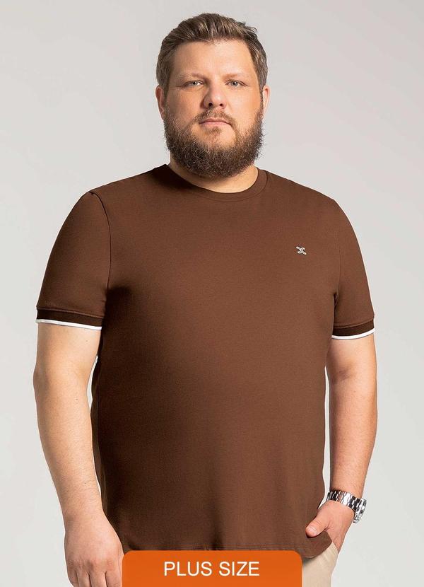 Exco - Camisa Masculina Plus Size Marrom