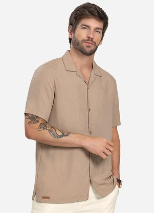 Diametro - Camisa Masculina Viscolinho Marrom - DIAMETRO