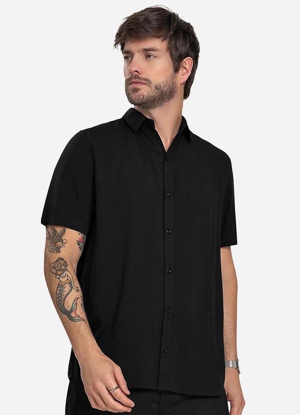 Diametro - Camisa Masculina Viscolinho Preto