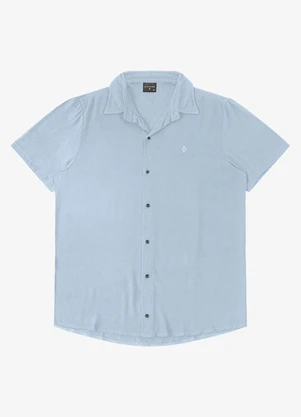 Diametro - Camisa Masculina Viscose Lisa com Bordado Azul - DIAMETRO