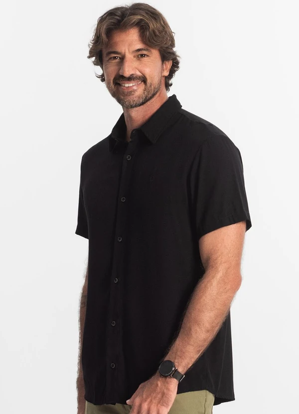 Diametro - Camisa Masculina Viscose Preto