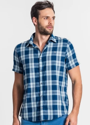 Diametro - Camisa Masculina Xadrez Azul - DIAMETRO