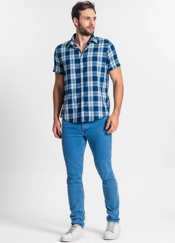 Diametro - Camisa Masculina Xadrez Azul 3