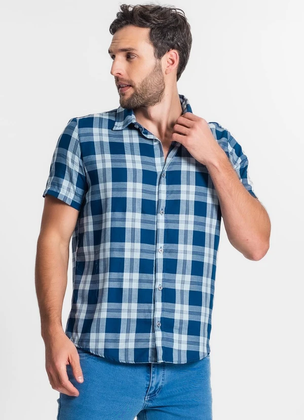 Diametro - Camisa Masculina Xadrez Azul 4