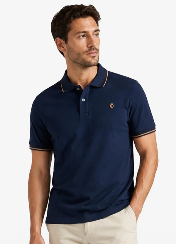 Diametro - Camisa Polo Masculina Cotton Leve Uv Azul