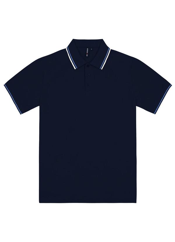 Diametro - Camisa Polo Masculina em Piquet Azul