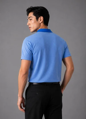 Diametro - Camisa Polo Masculina em Piquet Azul - DIAMETRO