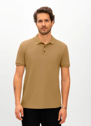 Essendi - Camisa Polo Masculina em Piquet Marrom - ESSENDI