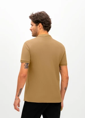 Essendi - Camisa Polo Masculina em Piquet Marrom - ESSENDI