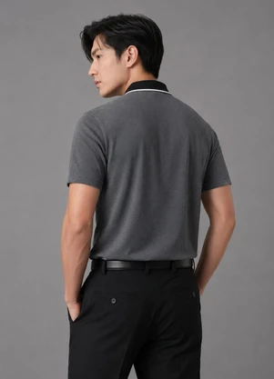 Diametro - Camisa Polo Masculina em Piquet Preto - DIAMETRO