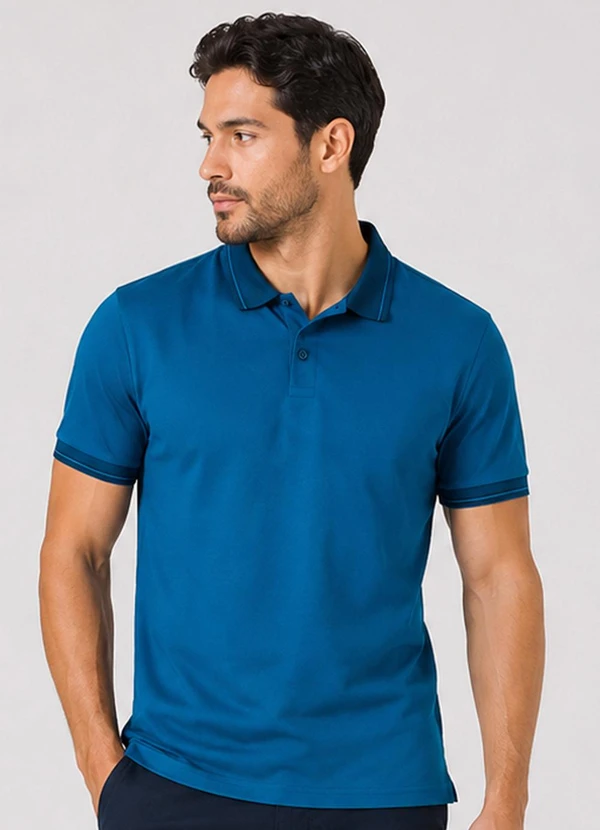 Select - Camisa Polo Masculina Manga Curta Azul