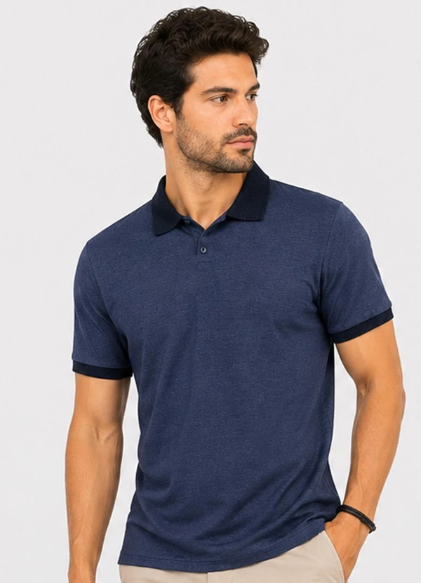 Select - Camisa Polo Masculina Manga Curta Azul