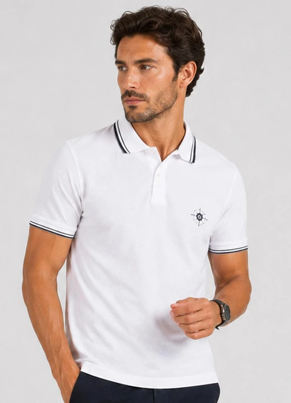Select - Camisa Polo Masculina Manga Curta Bege
