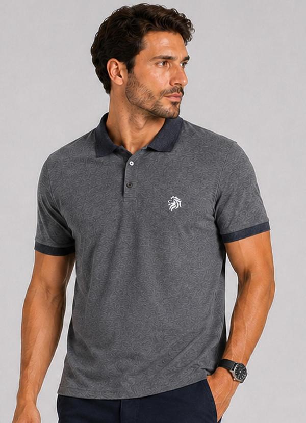 Select - Camisa Polo Masculina Manga Curta Cinza