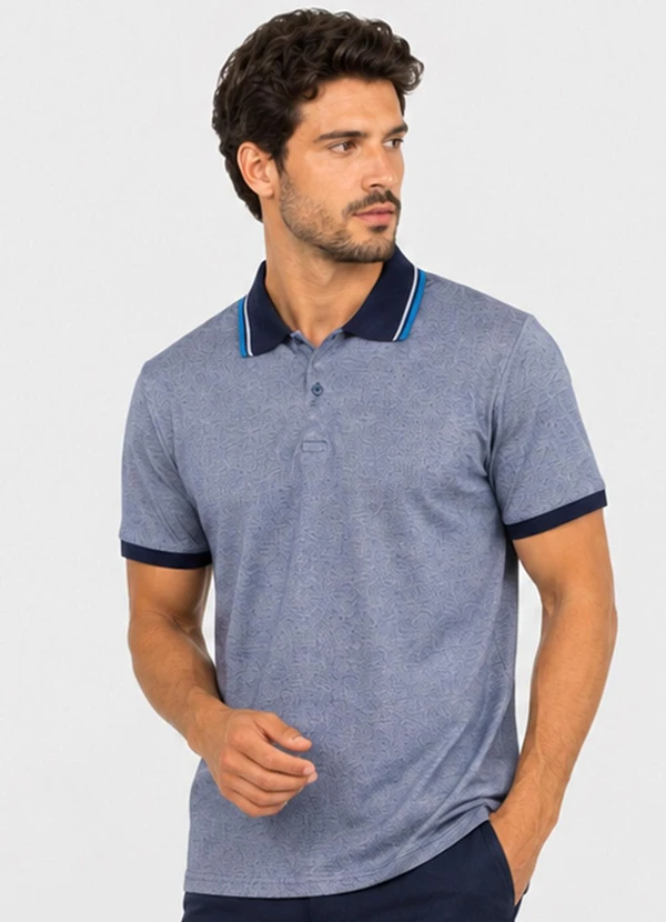 Select - Camisa Polo Masculina Manga Curta Cinza