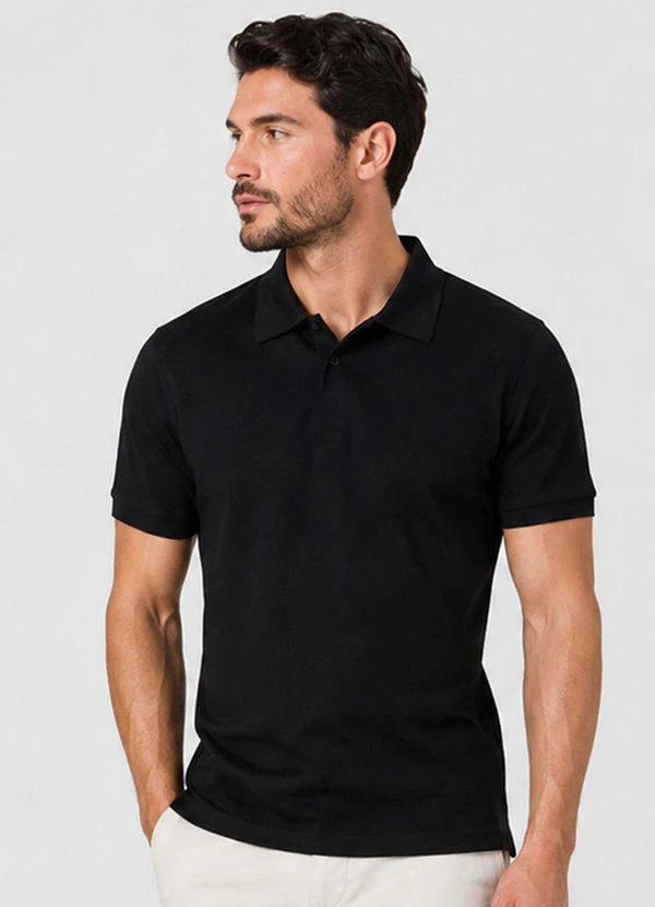 Select - Camisa Polo Masculina Manga Curta Preto