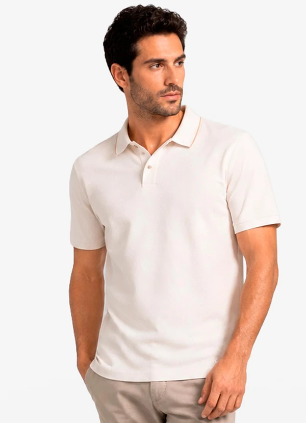 Diametro - Camisa Polo Masculina Pique Duplo Bege