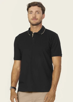Diametro - Camisa Polo Masculina Pique Duplo Preto - DIAMETRO