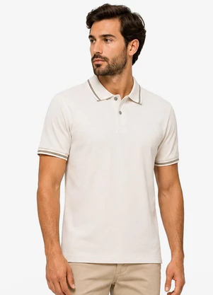 Diametro - Camisa Polo Masculina Piquet Duplo Bege - DIAMETRO