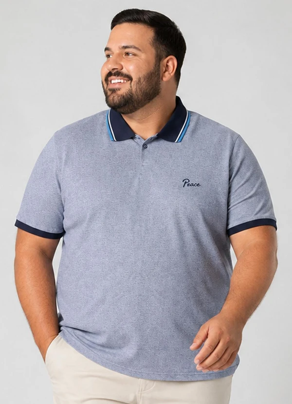 Secret Glam - Camisa Polo Masculina Plus Size Cinza