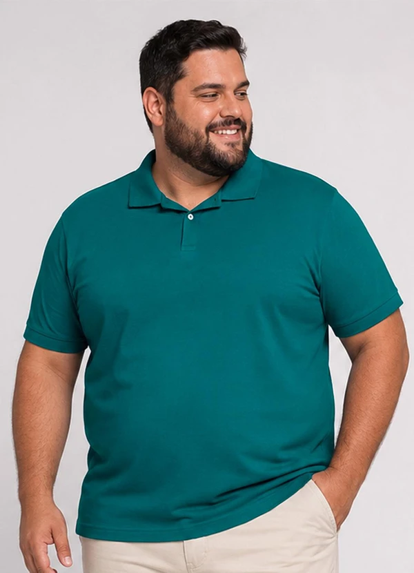 Select - Camisa Polo Masculina Plus Size Manga Curta Azul