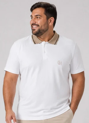 Select - Camisa Polo Masculina Plus Size Manga Curta Bege - SELECT