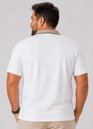 Select - Camisa Polo Masculina Plus Size Manga Curta Bege - SELECT