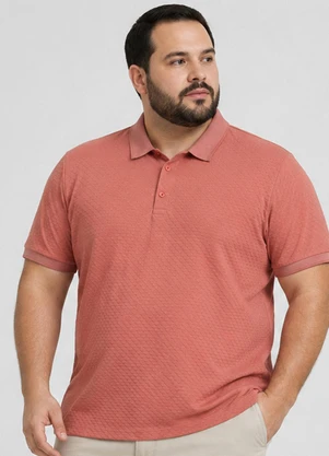 Select - Camisa Polo Masculina Plus Size Manga Curta Bege - SELECT