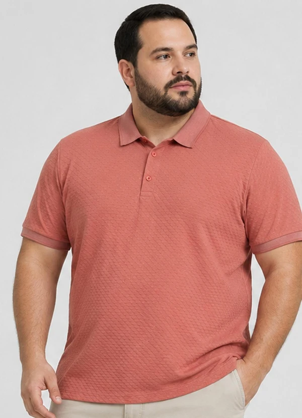 Select - Camisa Polo Masculina Plus Size Manga Curta Bege