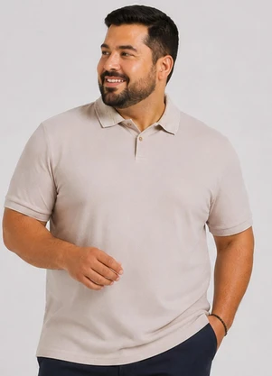 Select - Camisa Polo Masculina Plus Size Manga Curta Bege - SELECT