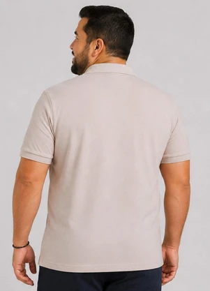 Select - Camisa Polo Masculina Plus Size Manga Curta Bege - SELECT