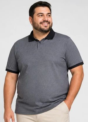 Select - Camisa Polo Masculina Plus Size Manga Curta Cinza - SELECT