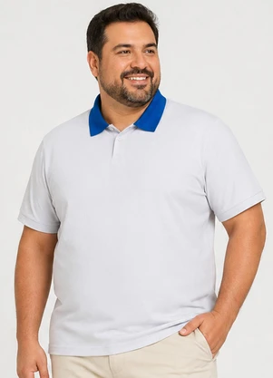 Select - Camisa Polo Masculina Plus Size Manga Curta Cinza - SELECT