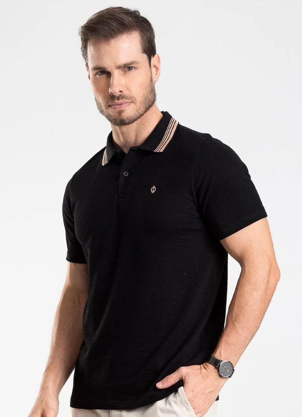 Diametro - Camisa Polo Masculina Preto 3