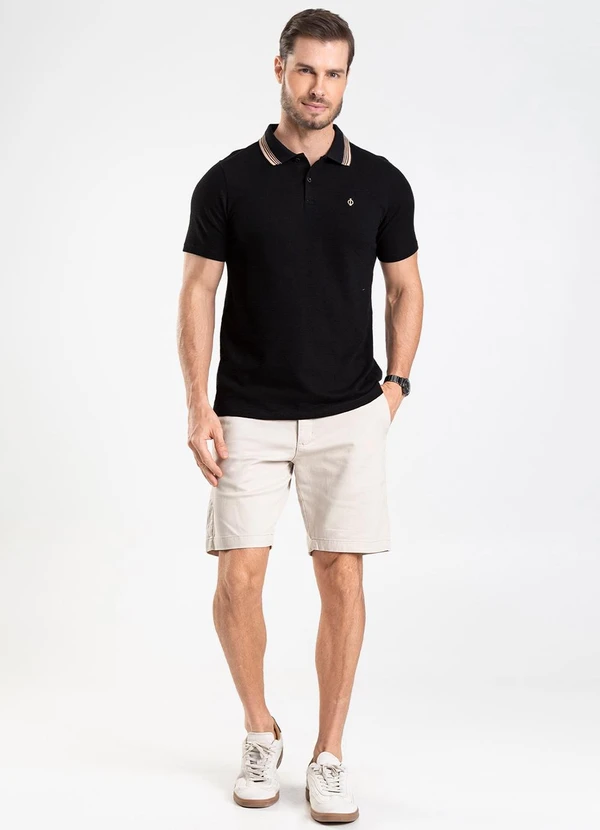 Diametro - Camisa Polo Masculina Preto 4