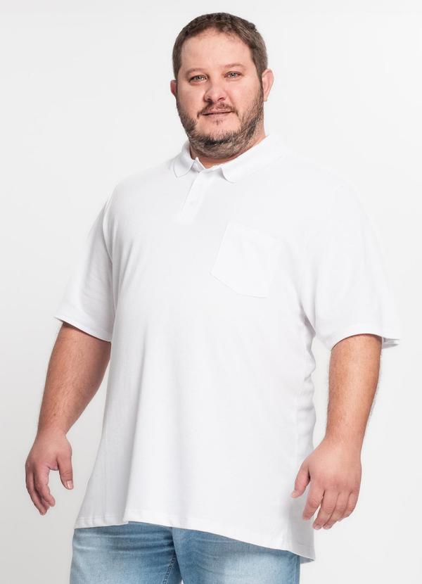 Rovitex - Camisa Polo Piquet Plus Size Masculina Ko Branco